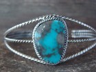 Navajo Indian Sterling Silver   Turquoise Bracelet - M  Thomas Jr 
