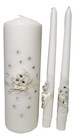 Unity Candles Set Wedding Pillar White 9    2 10  Tapers Elegant Rhinestones