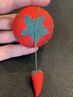 Vintage Old Sewing Pin Cushion Emery Tomato Strawberry Sharpener Cotton 2    Round
