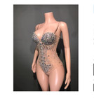 Women  Bodysuit Dance Costume Stage Wear Sexy Mesh See Through Size Small
