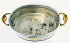 Tin   Brass Bucket With Cow Farm Country Dish Receptacle Tub Container Vintage