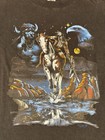 Vintage Native American Shirt Mens Small Black Horse Eagle Buffalo Made Usa 90s