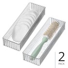 Fluted Stackable Drawer Organizer  Clear  Set 2 - 10 X 3 X 2 Pack Of 2