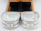 Pair Wwii Sterling Silver Napkin Rings  l  Initial  D-day Launch Site Dated 1944