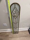 Vintage Stained Glass Transom Window Panel Arch Fleur De Lis Beveled 8  X 41 