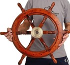Nautical Wooden Boat Ship Steering Wheel For Home Decoration 18  Solid Wood