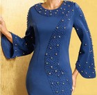 16 Ashro Blue Formal Wedding Church Party Sevena Pearl Embellished Sheath Dress