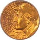1915-s  1 Pan-pac Gold Commemorative - Pcgs Ms-64 Premium Quality  Cac Approved 
