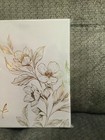 New Elegant Wedding Guest Book  White  Gold Flowers W matching Pen   Vow Book