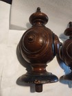 2 Spectacular Ornate Vtg Antique Wood Wooden Newel Post Cap Finials