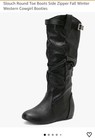 Black Knee High Slouch Bootie Round Toe Buckle Zip Western Cowgirl Synthetic