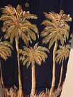 Vintage Avanti Silk Hawaiian Original Aloha Print Navy Shirt Colorful Palms Sz L
