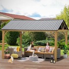 Domi 12  X 14  Outdoor Hardtop Gazebo W galvanized Steel Canopy wood Looking 