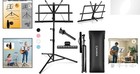 Portable Music Stand - Lightweight Folding 2-in-1 Adjustable Up To 54 3    Black