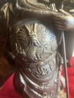 Chinese Bronze Handcarved Warrior Statue With Dragon Motif
