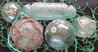 Japanese Glass Floats Lot-5 Barnacled Mixed Sizes Marine Matter Antique Usa Bz