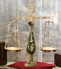 Vintage Justice Scale Original Brass Onyx Lawyer Balance Scale Large Heavy 1970s
