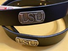 Men   s Black Genuine Leather Belt With Lsu Louisiana State University Conchos 46