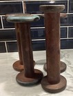 Lot Of 4 Vintage Wood Textile Mill Spools Industrial Bobbins For Rustic Decor