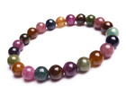Natural Colorful Tourmaline Round Clear Beads Stretch Bracelet 9mm Aaaaa