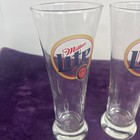 Set 4 Vintage Miller Lite Pilsner Beer Glasses  8 1 2  Tall