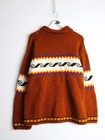 Himalayan Knit Sweater Mens Large Orange Knit Full Zip Nepal