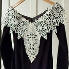 Vtg 90s Jessica Mcclintock Black Velvet Lace Off Shoulder Gown Maxi Dress Sz S