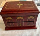 Vintage Decorative Jewelry   Trinket   Storage Box With Hinged Lid And Drawer