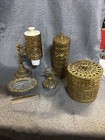 Vintage Matson Ormolu Gold Filigree Hollywood Regency Vanity Set 6 Pieces