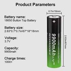 Button Top 18650 Rechargeable Battery 9900mah High Capacity 3 7 Volt Rechargeabl