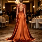 Satin Scoop Neck Mermaid Prom Dress Party Long Sleeves Formal Evening Gowns