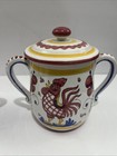 Vintage Deruta Majolica Orvieto Rooster Red Ceramic Sugar And Creamer Bowl Italy