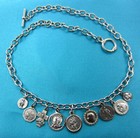 Vintage Catholic Necklace With 9 Mini Medals Holy Jesus Mary Saint Christopher