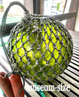 Huge 16 3  Japanese Glass Fishing Float Olive Green W  Net   Original Floats