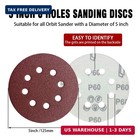 44 Pack 5 Inch 8-hole Hook And Loop Sanding Discs Sandpaper Red Round 60 Grit Sa
