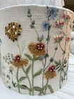 Lamp Shade Embroidered Beaded Texture Floral Floor  table Drum Round White Multi