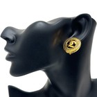 Chanel 2418 Round Earrings Coco Mark Cc Logo Gold Clipon Vintage Authentic Japan
