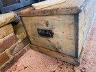 Old Antique Pine Chest  Vintage Wooden Storage Trunk  Blanket Box  Coffee Table 
