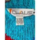 Chaus Vintage 80s Turquoise Popcorn Knit Abstract Geometric Short Sleeve Sweater