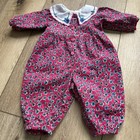 Vintage Oshkosh Corduroy Romper 3 6 Floral Peter Pan Collar Embroidered Jumpsuit
