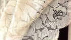 Vintage Antique Ecru Silk Chantilly Lace Shawl Scarf  Veil  B145