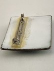 Vintage Artisan Enamel On Copper Abstract Blue Green Brooch Pin Mcm Unsigned