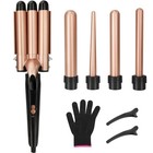 5-in-1 Curling Iron Set With Led Display Interchangeable Barrels For Crimping