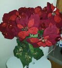 Red Glitter Poinsettia 14  Bush Silk Flower Decor Christmas Craft 