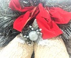 Vintage Mcm Paper Mache Gold Glitter Christmas Bells Pine Cones Door wall Decor