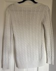 Hollister Women   s White Cable-knit V-neck Pullover Sweater Long Sleeve S