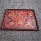 Vtg Framed Batik Fabric Wall Art Abstract Orange Red Yellow Nature Design 19x15 