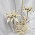 Vintage Cast Iron Monkey Candle Holder Palm Tree Jungle Decor 15    White Rustic