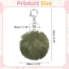 Pom Pom Keychain  Faux Rabbit Fur Fluffy Pompoms Keyring  Green silver