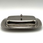 Stainless Steel Butter Dish With Glass Liner Japan Vintage 3 Pieces